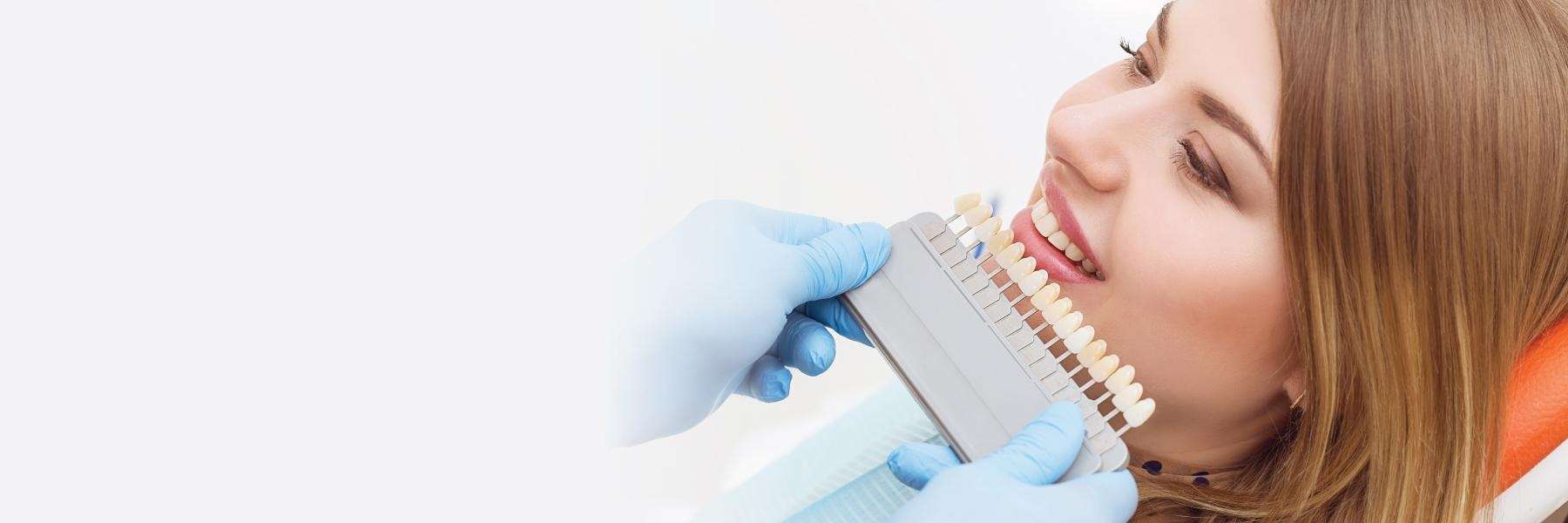 Close-up of dental shade guide used during Smile Makeovers in Bloomington, IN cosmetic dentistry vis